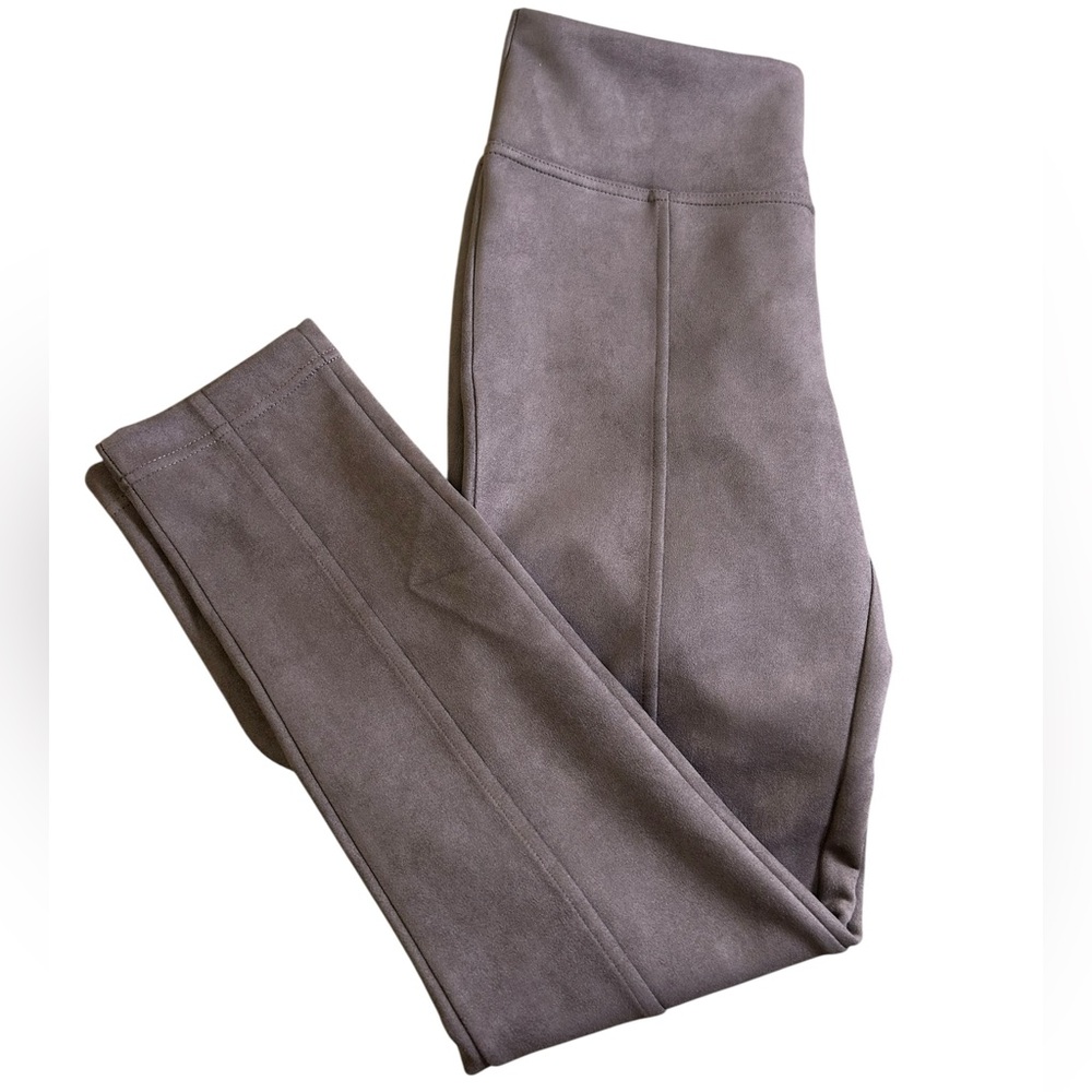 ANDREW MARC Faux Suede Pants Taupe Brown Women‎ Small Pull On Stretch Leggings